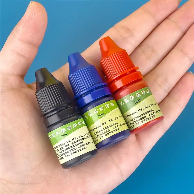 Textile clothes ink 5ml blue red black for students kids name stamp printing on clothing