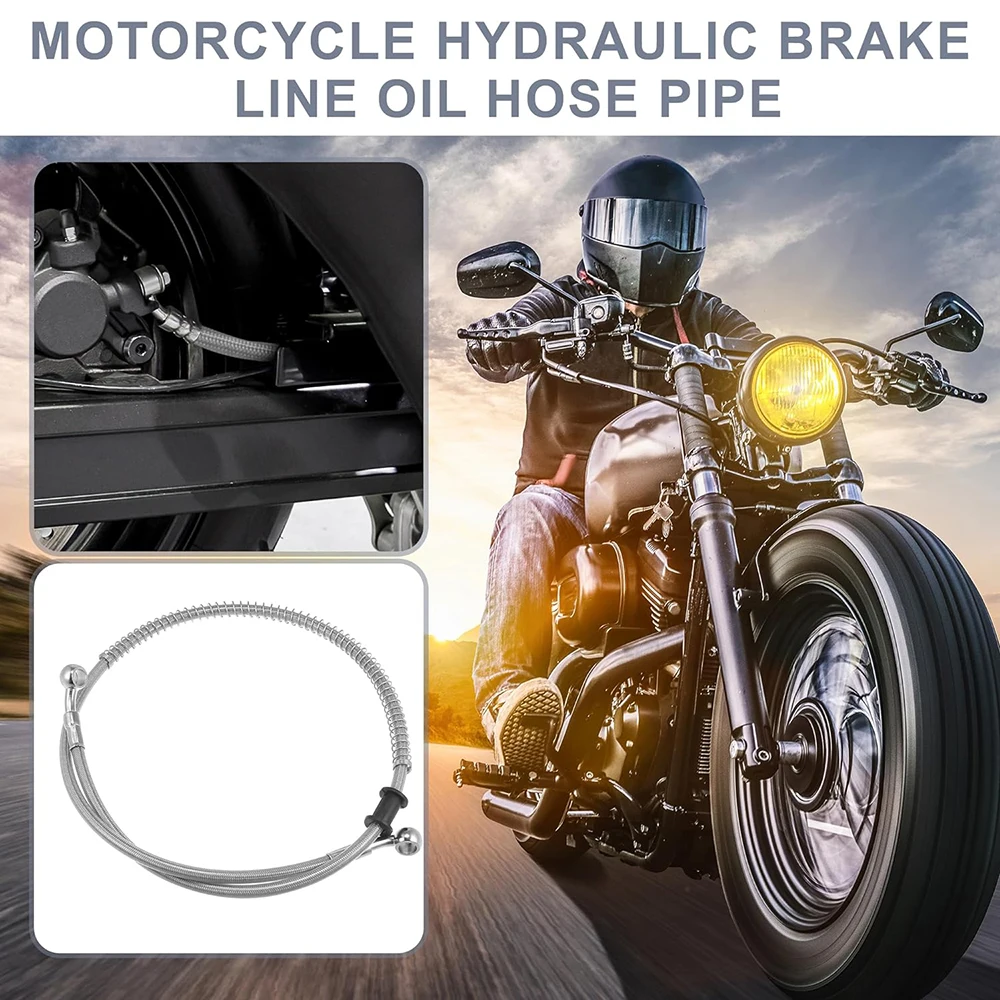 48 hydraulic brake line hose cable for atv motorcycle quad dirt bike go kart Motorcycle Hydraulic Brake Line Oil Hose PTFE Stainless Steel Braided Cable Banjo Head Both Sides 28 ° ATV Motocross Sport Bikes