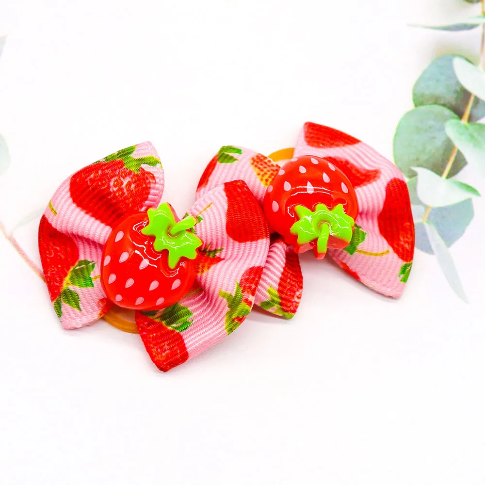 Bulk Dog Hair Bow Summer Fruit Small Dog Bows Fashion Hair Bows Rubber Cute Pet Dog Grooming Accessories For Small Dogs Cats