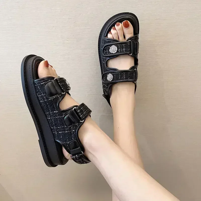 Women Sandals Faux Leather Summer Fashion Sports Flats Rome Platform Sandal Classic Style