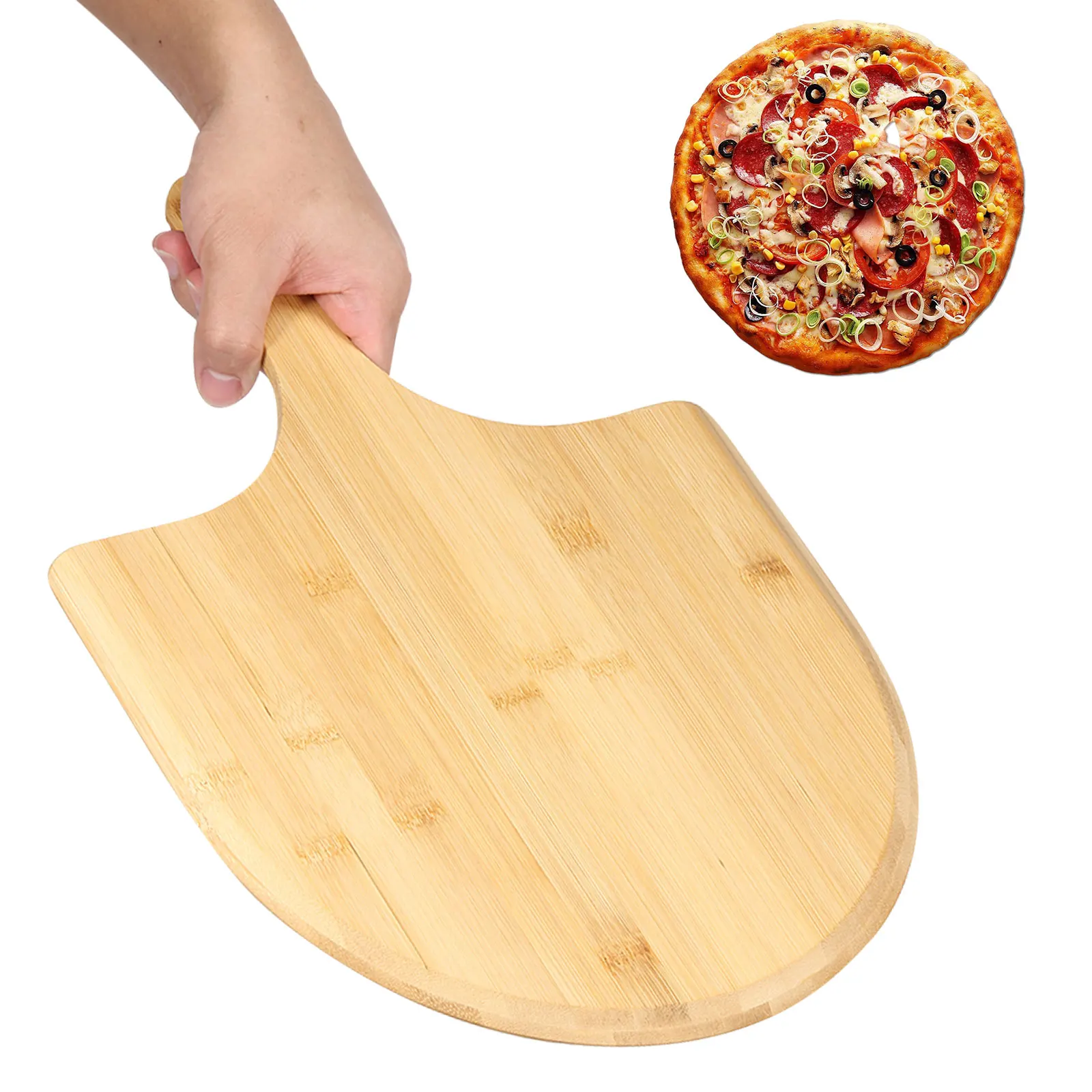 Bamboo Pizza Peel Baking Tools Wooden Pizza Cutting Board with Comfortable Handle Rectangular Peeling Cutting Board Cut pizza peel pizza bakeware