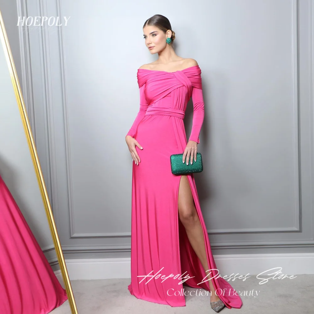 

Hoepoly Chiffon A-line Off-the-shoulder Ruffle Prom Gown Floor-length Elegant Formal Evening Party Dress for Women 2023