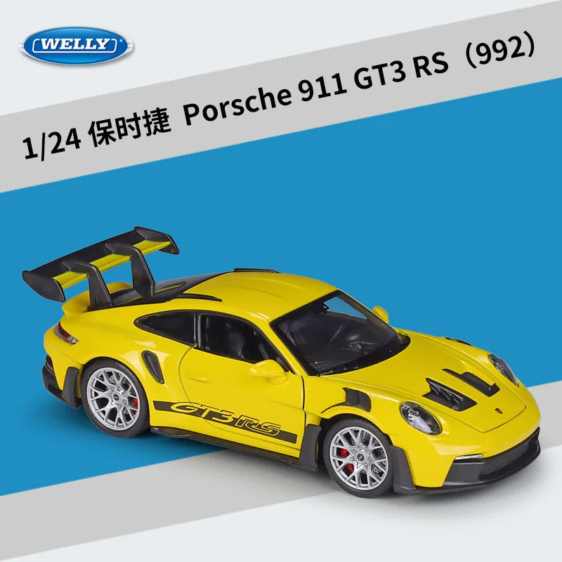 

Модель спортивного автомобиля WELLY 1:24 Porsche 911 GT3 RS 992 из сплава, литой металлический Игрушечный трек, Женская коллекция, детские игрушки, подарок BB105