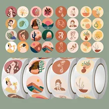 

500Pcs 1 Inch Retro Girl Flowers Label Sticker for Gift Decoration Card Package Box Wrapping Baking Small Business Party Wedding