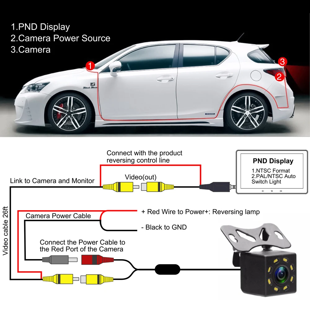 GRANDnavi PAD3 Dedicated Rearview Camera Connection Cable Only support CVBS/AHD Rearview Camera