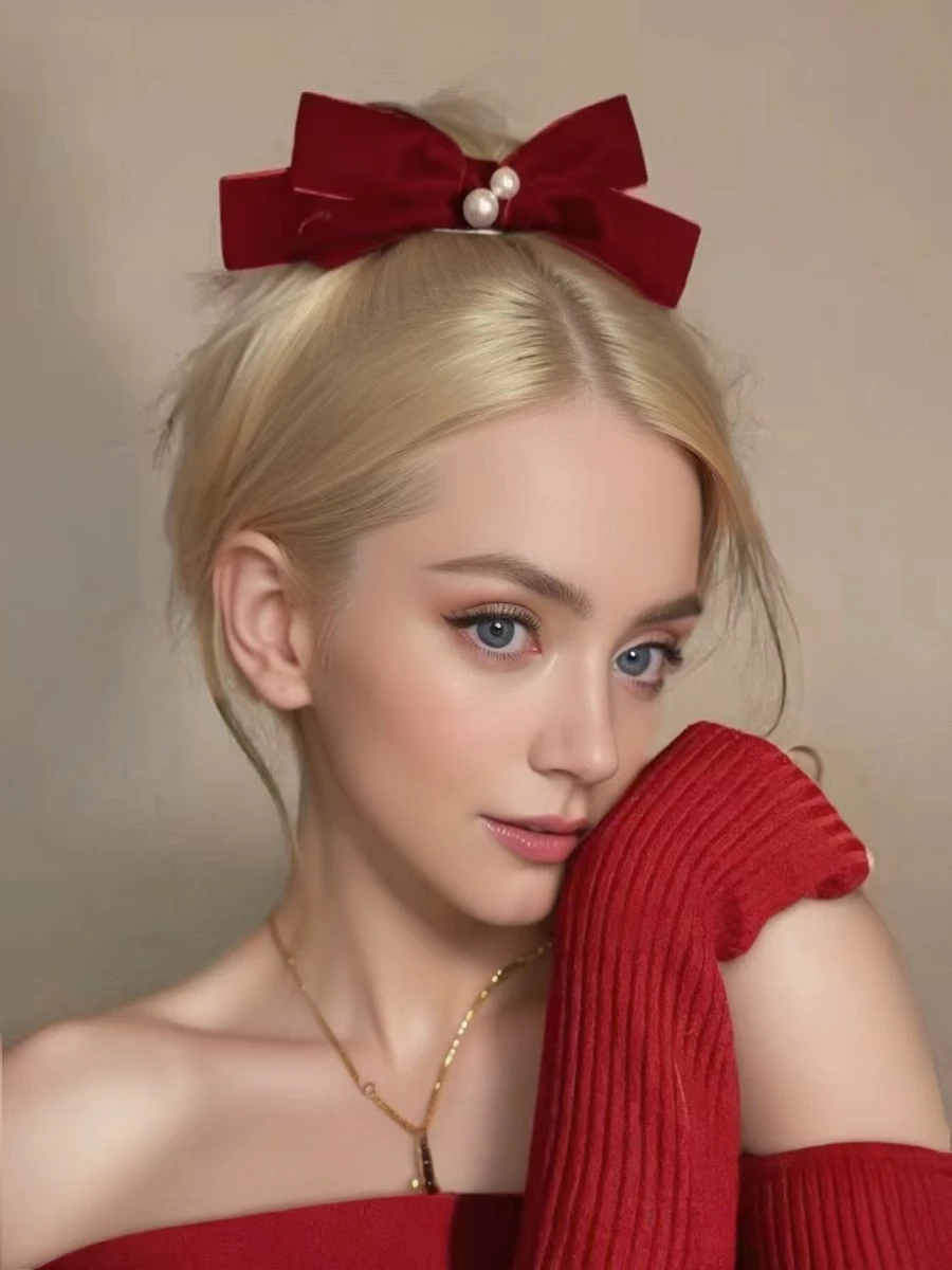 

Женский бархатный головной убор, Новый универсальный черный головной убор с милым жемчугом 3D и бантом на осень/зиму