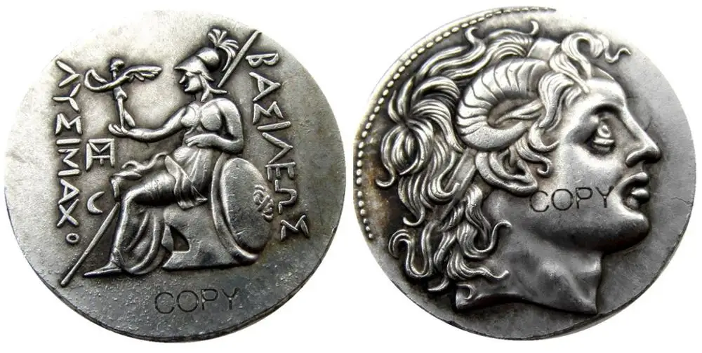 

G(14) Редкие, превосходные серебряные Lysimachos Tetradrachm с портретом Александра-297 BC, посеребренные копировальные монеты