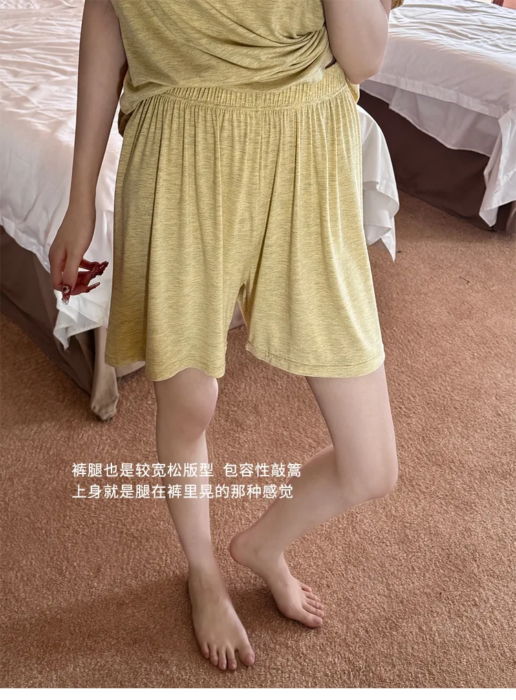 Koreanische Modal frauen Pyjamas Set Neue Komfort Bh Pad Kurzarm Shorts Anzug Weichen Sommer Pijama De Mujer Weibliche Nachtwäsche – Detail 10