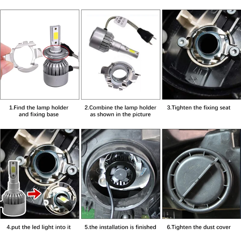 2Pcs H7 LED Headlight Bulb Base Holder Adapter Socket Retainer For BMW/Audi/Bens/VW/Buick/Nissan Qashqai Carnival Headlamp Parts