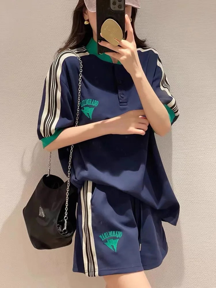 

Women's Fashion Casual Two-piece Shorts Summer Street Sportswear Short-sleeved T-shirt Tops Shorts Oversized with Suit