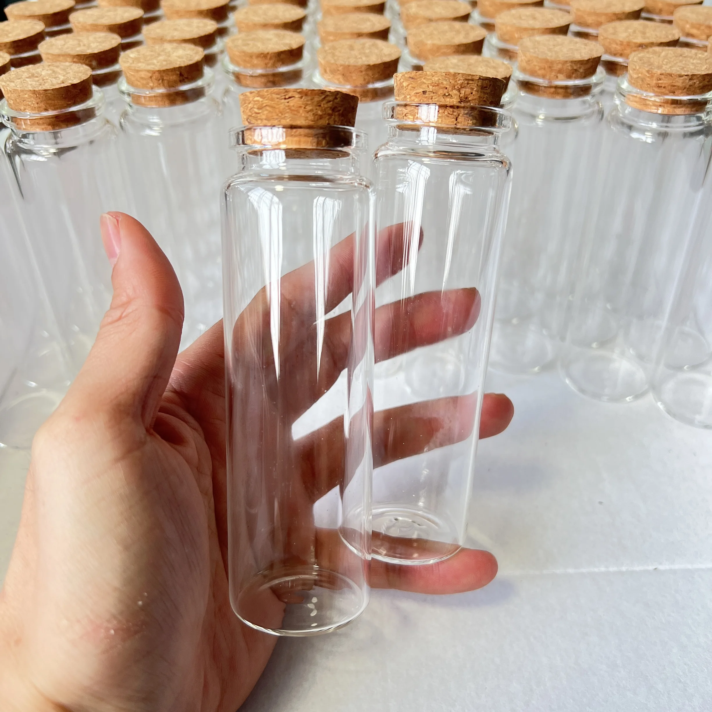 6 pcs 26x37x120mm 100ml Glass bottle With Stoppers, Glass Jars with Cork Candy Spice Jars for Art Crafts Wedding Favors 3