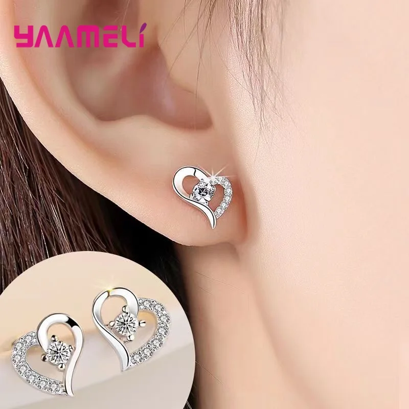 43 Modelle 925 Sterling Silber Schmuck Sets für Frauen Hochzeit Verlobung glänzende kubische Zirkon Herz Charms Halskette Ohrringe – Detail 5
