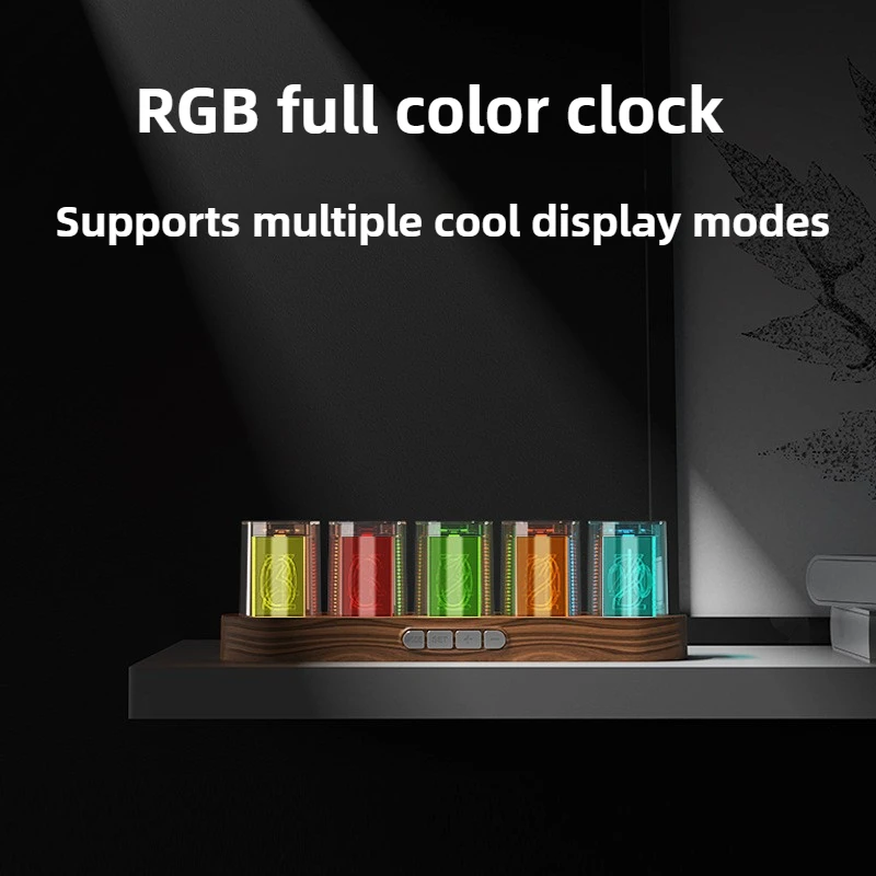 RGB Simulate Glow Tube Clock LED Electronic Digital Table Clock ...