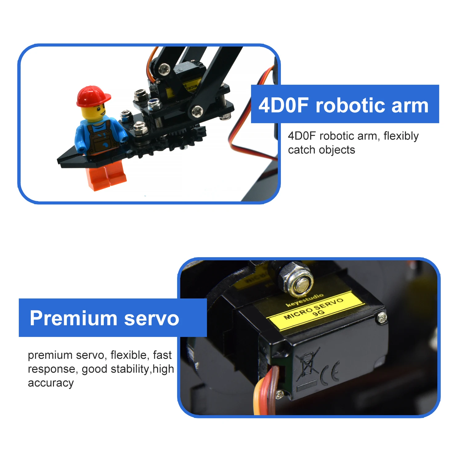 Keyestudio 4DOFMicrobit V2 Robot Arm Starter Kit Acrylic Mechanical Claw Toys for MicroBit Robot Kit DIY Robot STEM Programming