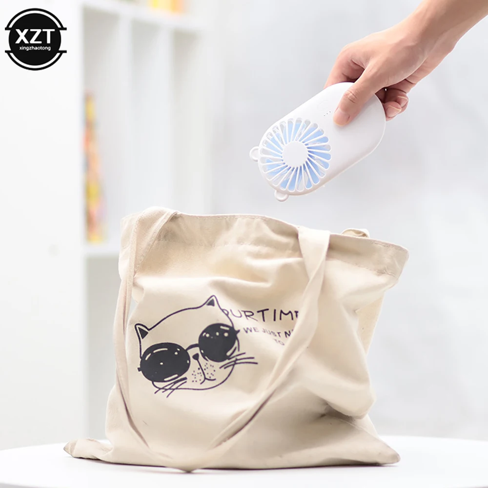 Cute Portable Mini Fan Handheld USB Chargeable Desktop Fans 3 Mode Adjustable Summer Cooler For Outdoor Travel Office