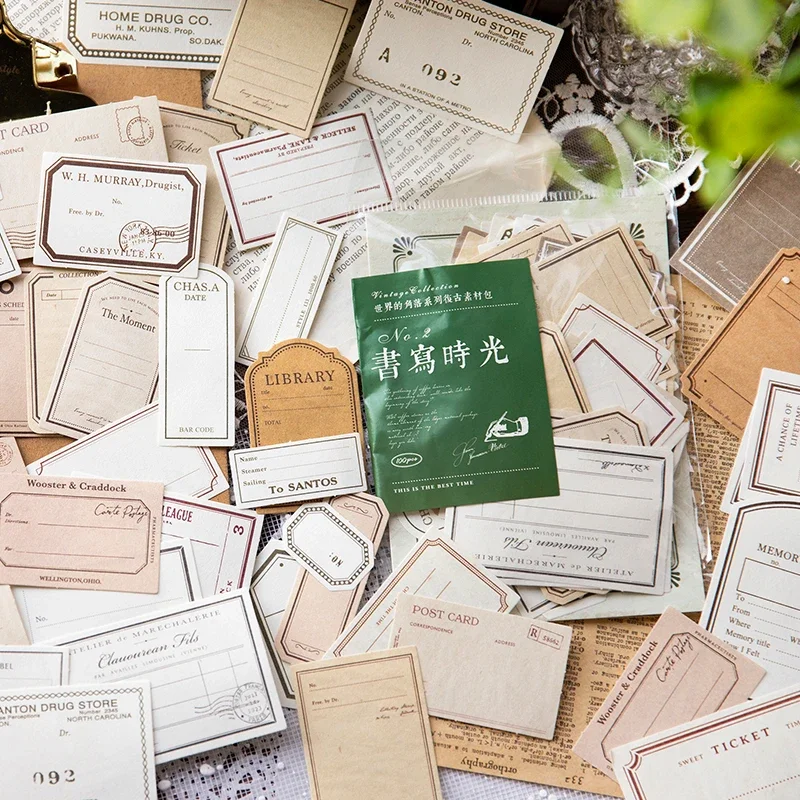 

100Pcs Material Pack Corner World vintage Handbook Decoration Materials Writing Scrapbook Notebooks Paper 140*100MM