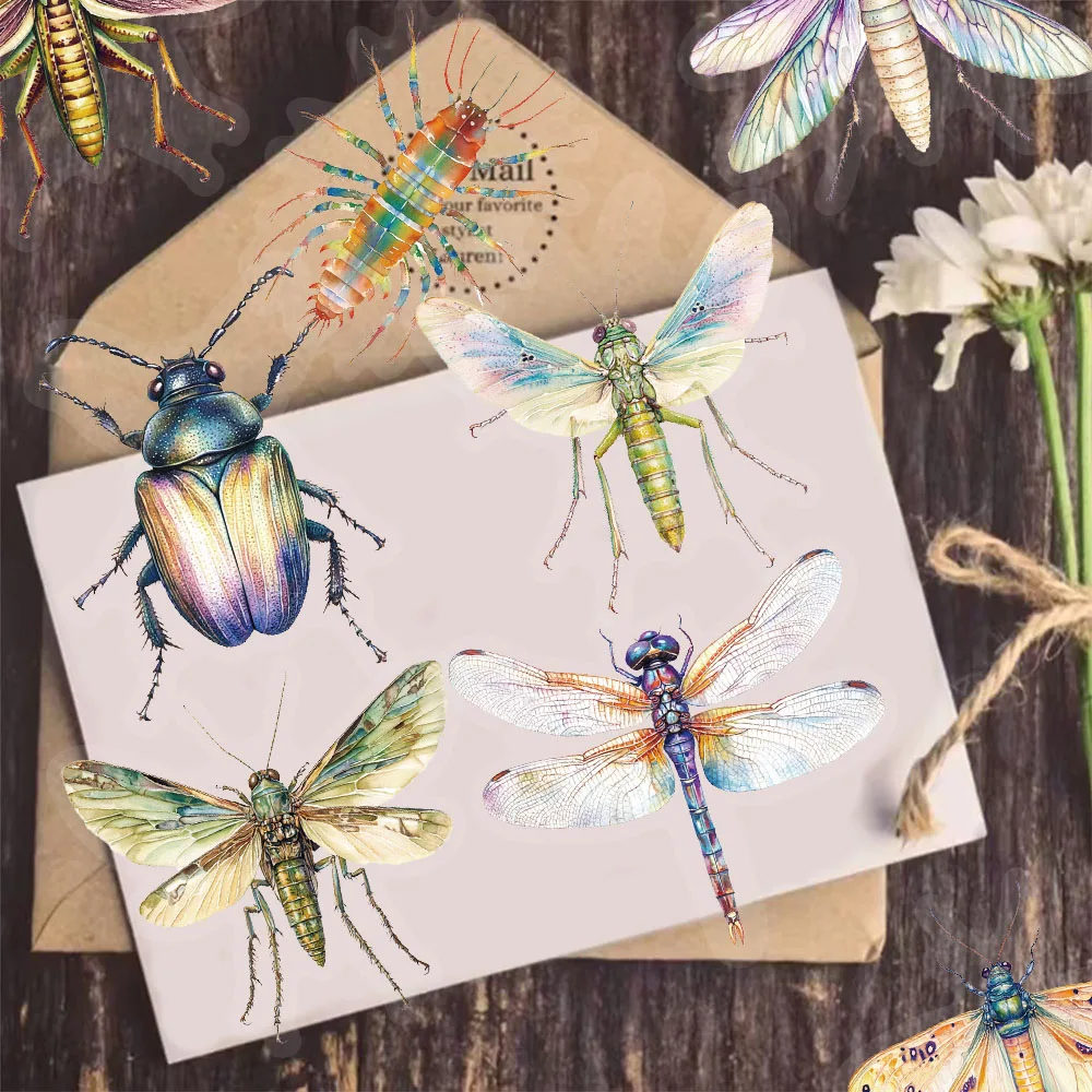 50PCS Exquisite Insekt Aquarell Graffiti Aufkleber Handbücher DIY Gepäck Notebooks Motorräder PET Wasserdichte Aufkleber – Detail 9