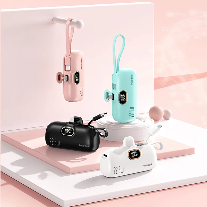 Xiaomi 10000mAh Mini Portable Power Bank Capsule PD20W Fast Charging Mobile Power Comes With Charging Cable For iPhone Huawei 3