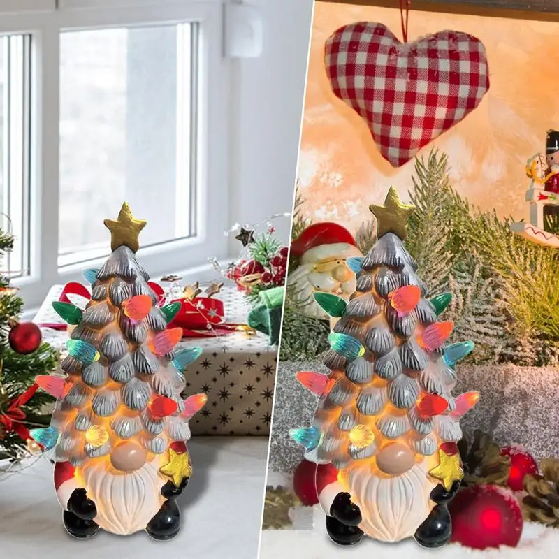 

Керамические гномы, рождественские гномы, домашние украшения, огни для рождественской елки, Безликие куклы Rudolph, фигурки для дерева, домашняя Искусственная елка