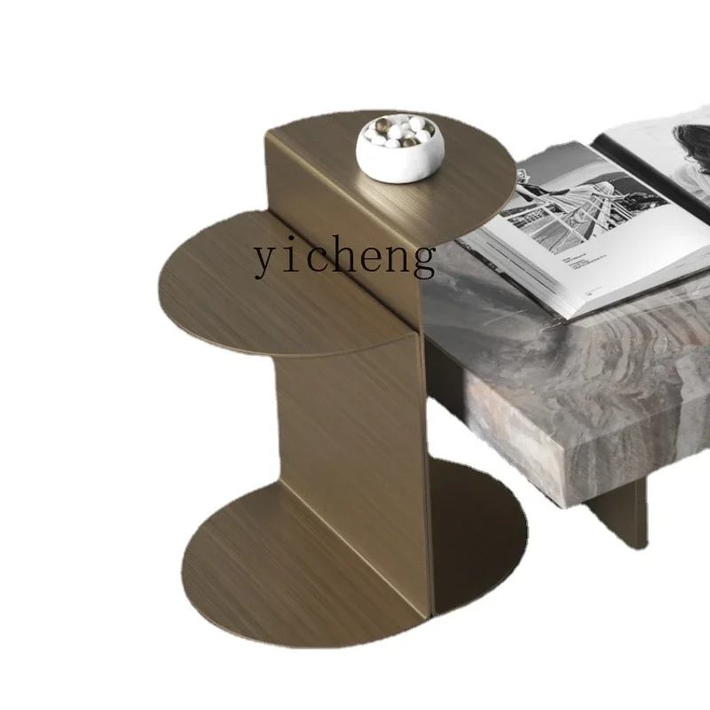 

ZK Light Luxury Living Room Sofa Side Table Trending Creative round Stainless Steel Small Table