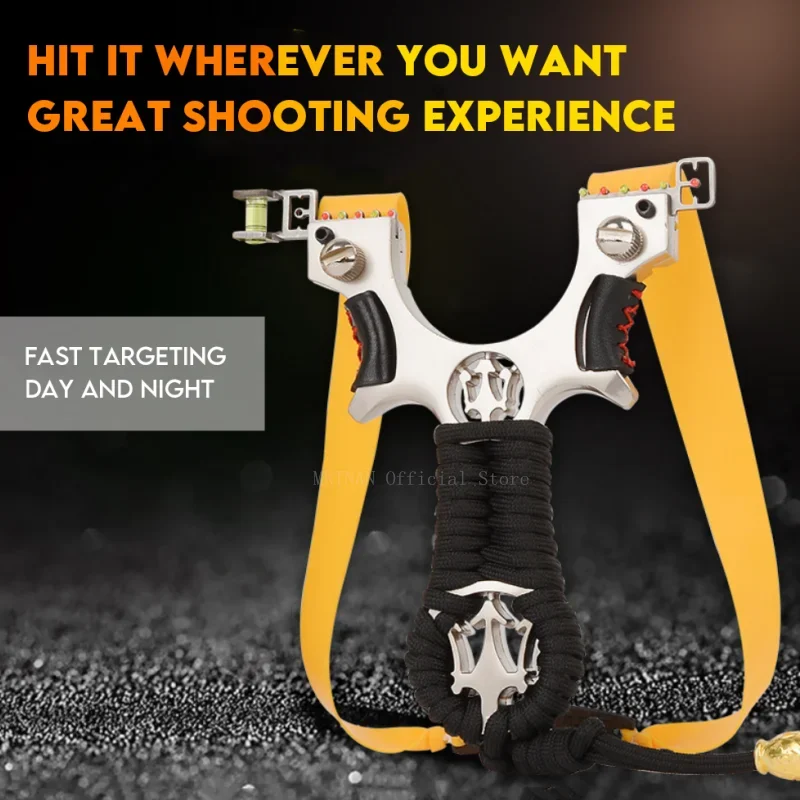 Laser slingshot High Quality Alloy Slingshot Flat Rubber Band Hunting Shooting Outdoor Catapult Hunting Slingshot 2