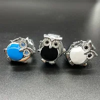 Rhinestone Owl Small Dial Quartz Analog Ring Watch Personality Clamshell Design Adjustable Clock Rings Women's Accessories Gifts 2