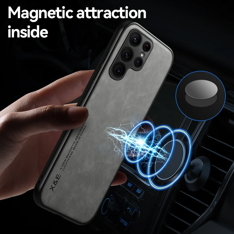 New leather pattern magnetic phone case For Samsung S22 S21 S20 Plus Ultra S21FE S9 A73 A53 A33 A72 High quality Soft TPU Coque galaxy s22+ leather case