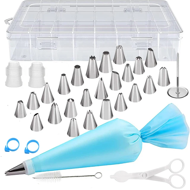Pastry Piping Tips and Bags 33 Pcs DIY Pastry Professional Accessory Kit, Stainless Steel Tips, Baking Tools for Decorating Cake Pastry Piping Tips and Bags 33 Pcs DIY Pastry Professional Accessory Kit, Stainless Steel Tips, Baking Tools for Decorating Cake