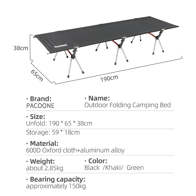 Portable Folding Bed Camping Cot Lightweight Collapsible