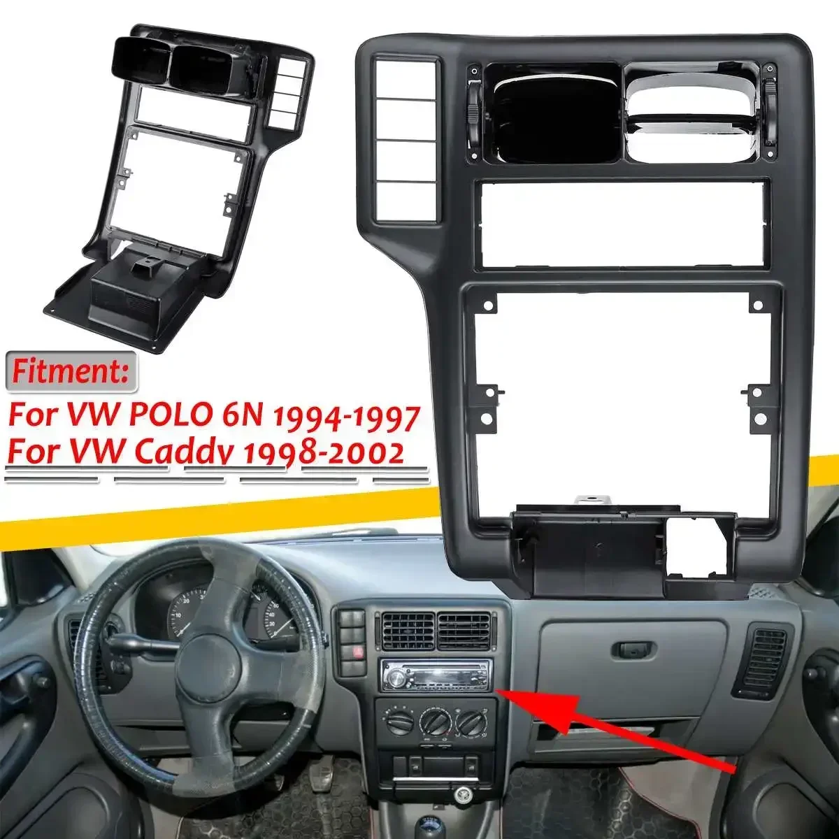 1Xcar Console Air Outlet Frame Cover Per Vw Per Polo 6N 1994-1997 Per Caddy 1998-2002 Abs Muslimatexlimab Body Kit