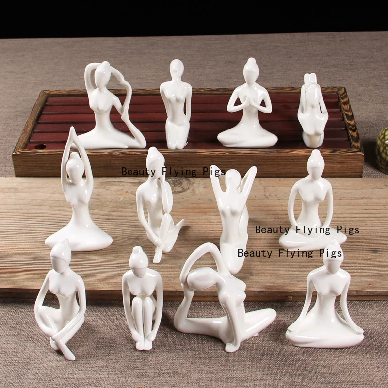 Ceramic Creative Tea Pet Yoga Immersive Zen Girl Ornament Home Simplicity Character Cabinet Decoration