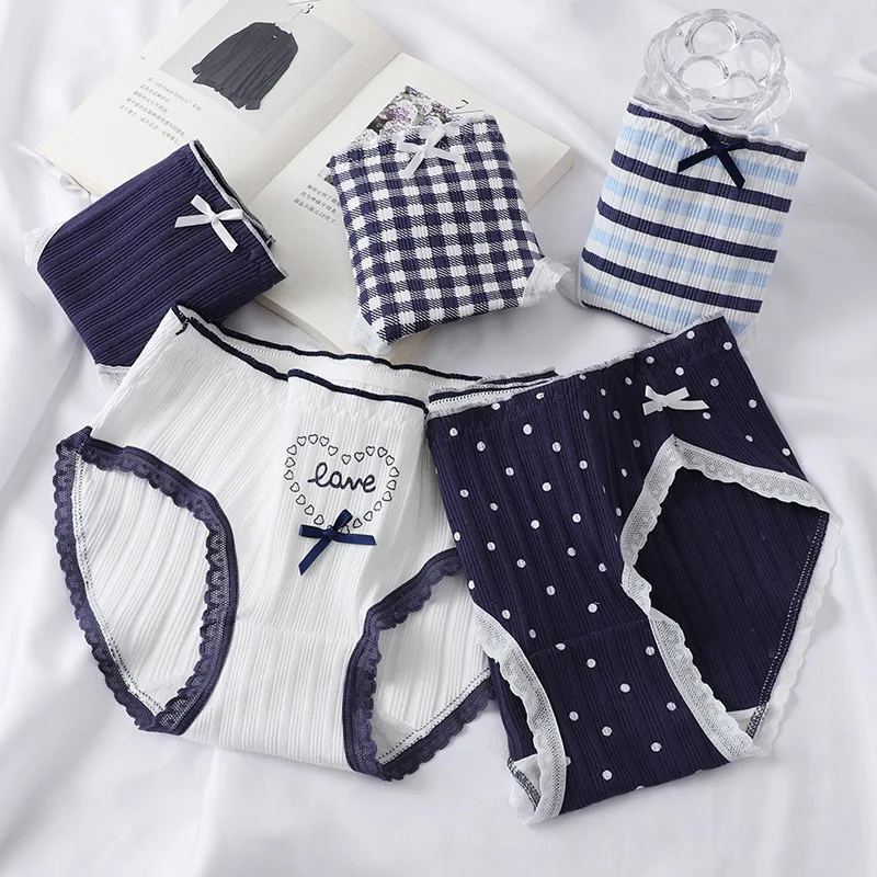 سراويل داخلية جميلة ولطيفة مطبوعة على شكل فيونكة للفتيات مصنوعة من القطن قابلة للتنفس وخفيفة الوزن وناعمة ومريحة للفتيات على شكل مثلث