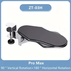 Ergonomic Foldable Desk Arm Rest with Rotating Mouse Pad and Wrist Support (Black Folding rotate)