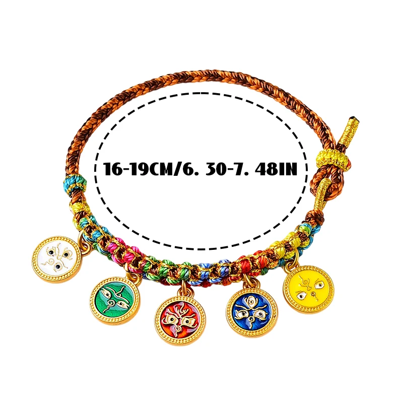 Handmade Tibetan Bracelet Woven Bracelet Tibetan Colorful Rope Handchain Five Way God of Wealth Bangle Adjustable Wristchain New 5