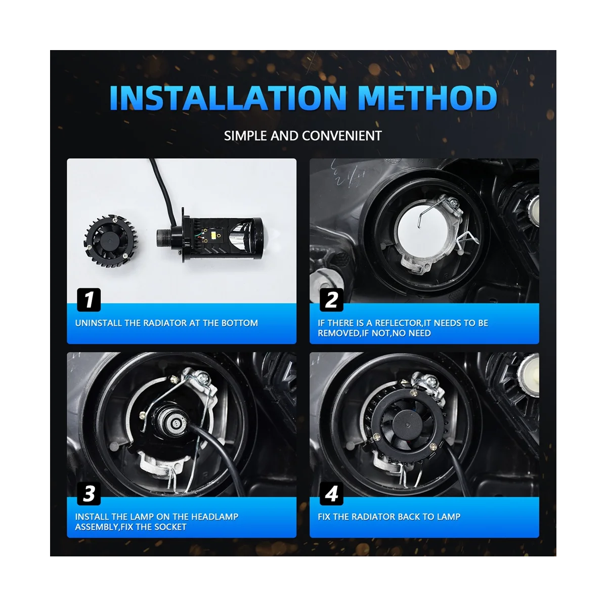 

H4 Bi-светодиодный лм 80 Вт мини-объектив проектора автомобильная лампа комплект для преобразования дальнего/ближнего света фары