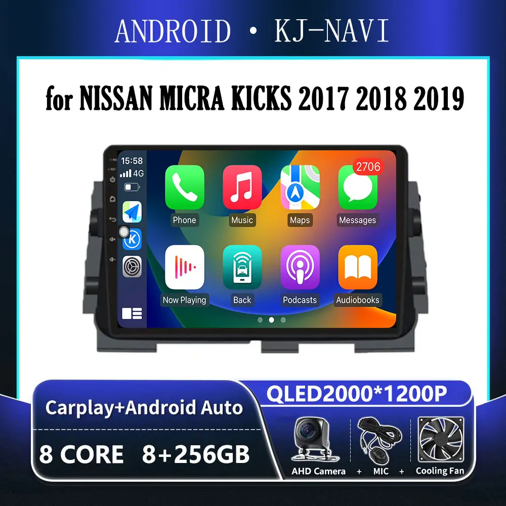 

Android 14 Carplay for NISSAN MICRA KICKS 2017 2018 2019 Audio Stereo Car Radio Multimedia Player GPS Navigation 2 din WIFI DSP