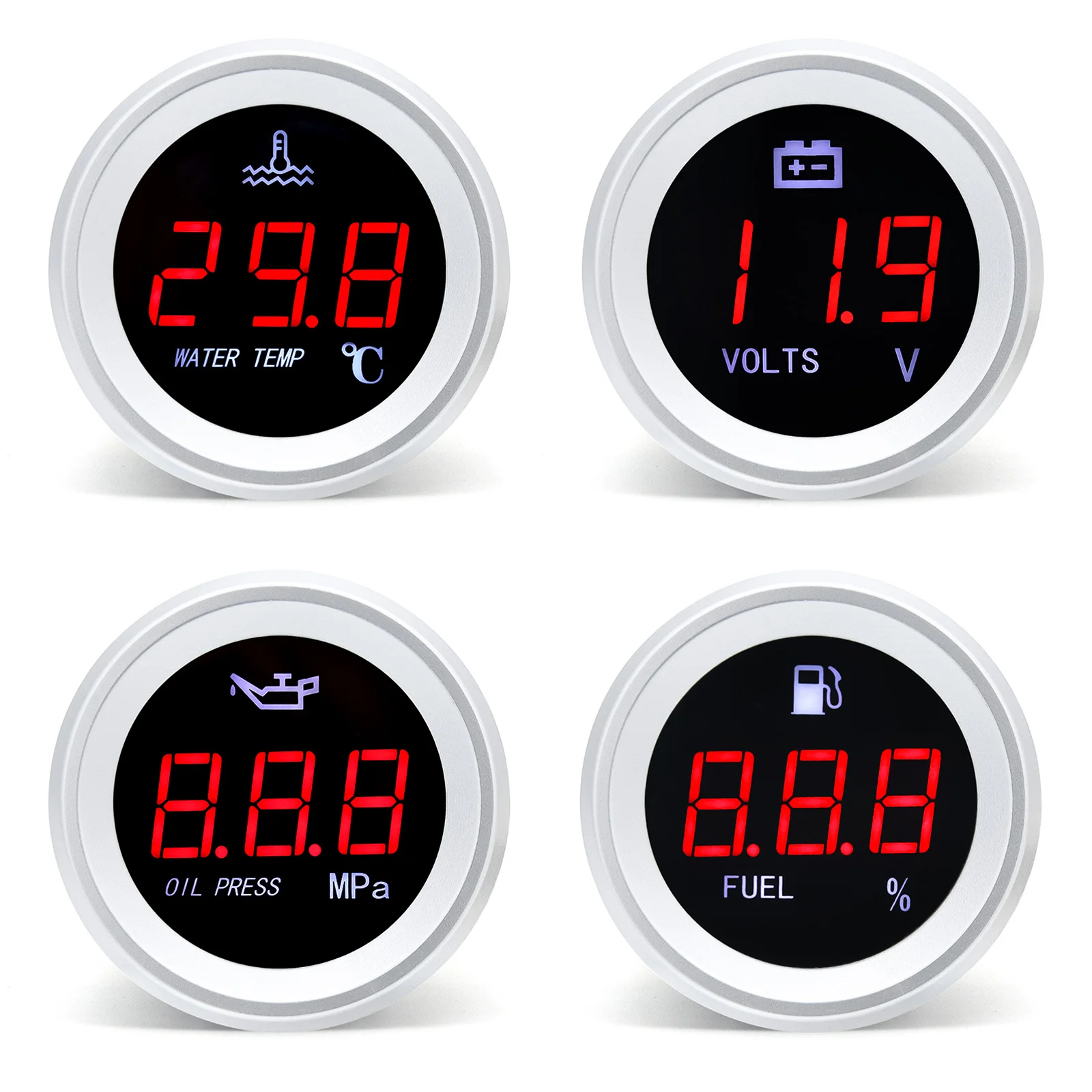 AD Öldruckmesser Auto Digitalmessgerät LED-Anzeige 9-35V mit 1/8NPT Öldrucksensor Alarmfunktion Innenzubehör – Detail 2