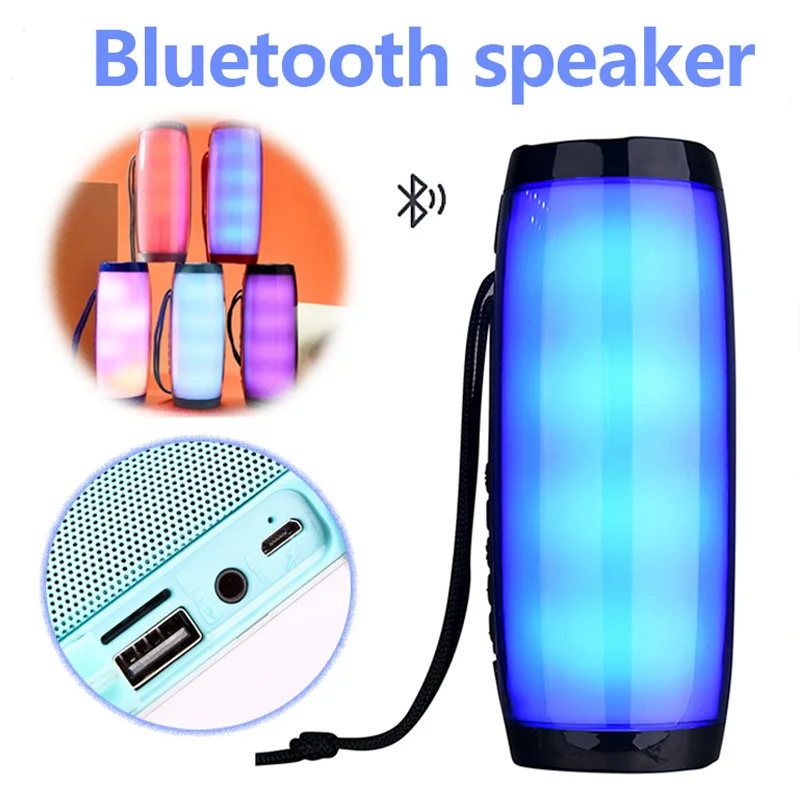 

Wireless Bluetooth Speaker Colorful Led Light Portable Boom Box Outdoor Bass Column Subwoofer Sound Box Tg157 Bass Music Player