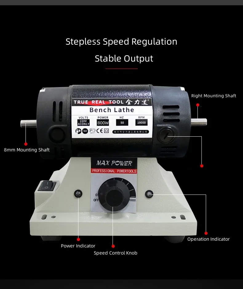 High-Power Bench Grinder, Electric Eoodworking, Jade Carving, Polishing Machine, 0.3-4mm Flexible Shaft Handle, 220V, 800W 5