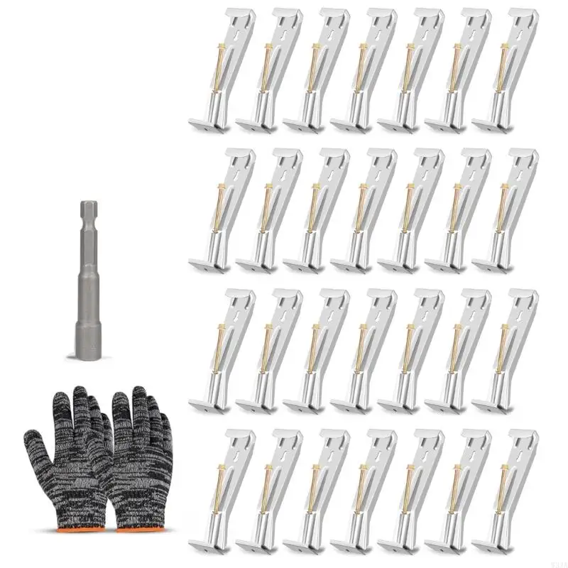 W3JA 28pcs Hide Gutter Hangers 5 Inch Sturdy Brackets With Rustproof Screws
