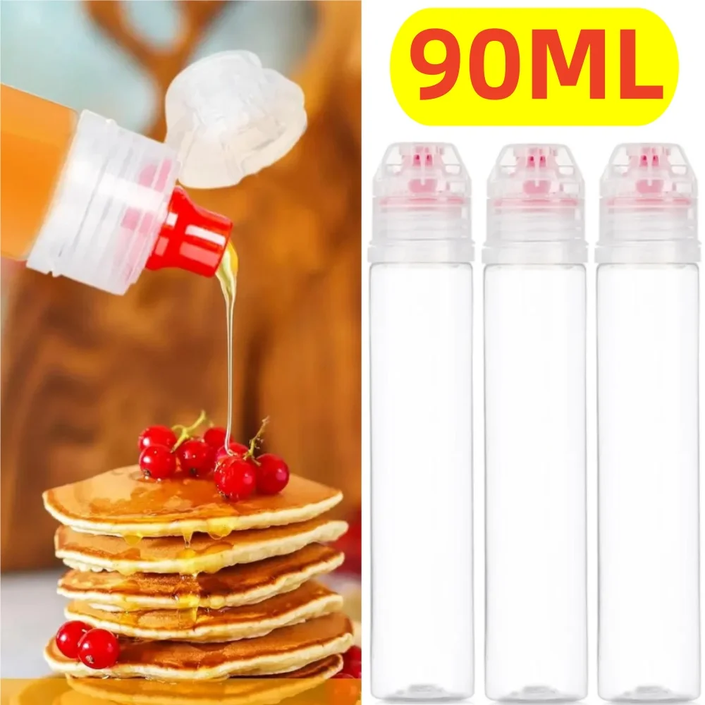 90ml Transparent Non-Drip Honey Dispenser Honey Squeeze Bottle Vinegar Oil Syrup Bottle Efillable Condiment Containers Non-Drip