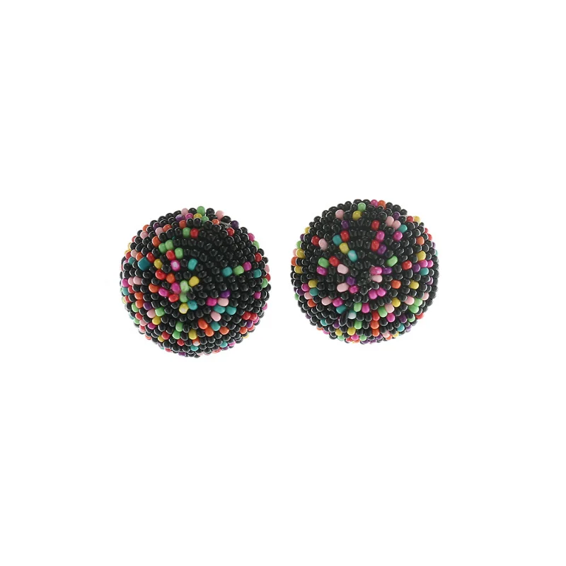 2023 Wholesale European and American Women Retro Earrings Fashion Bohemia Handmade Epoxy Color Rice Bead Earrings