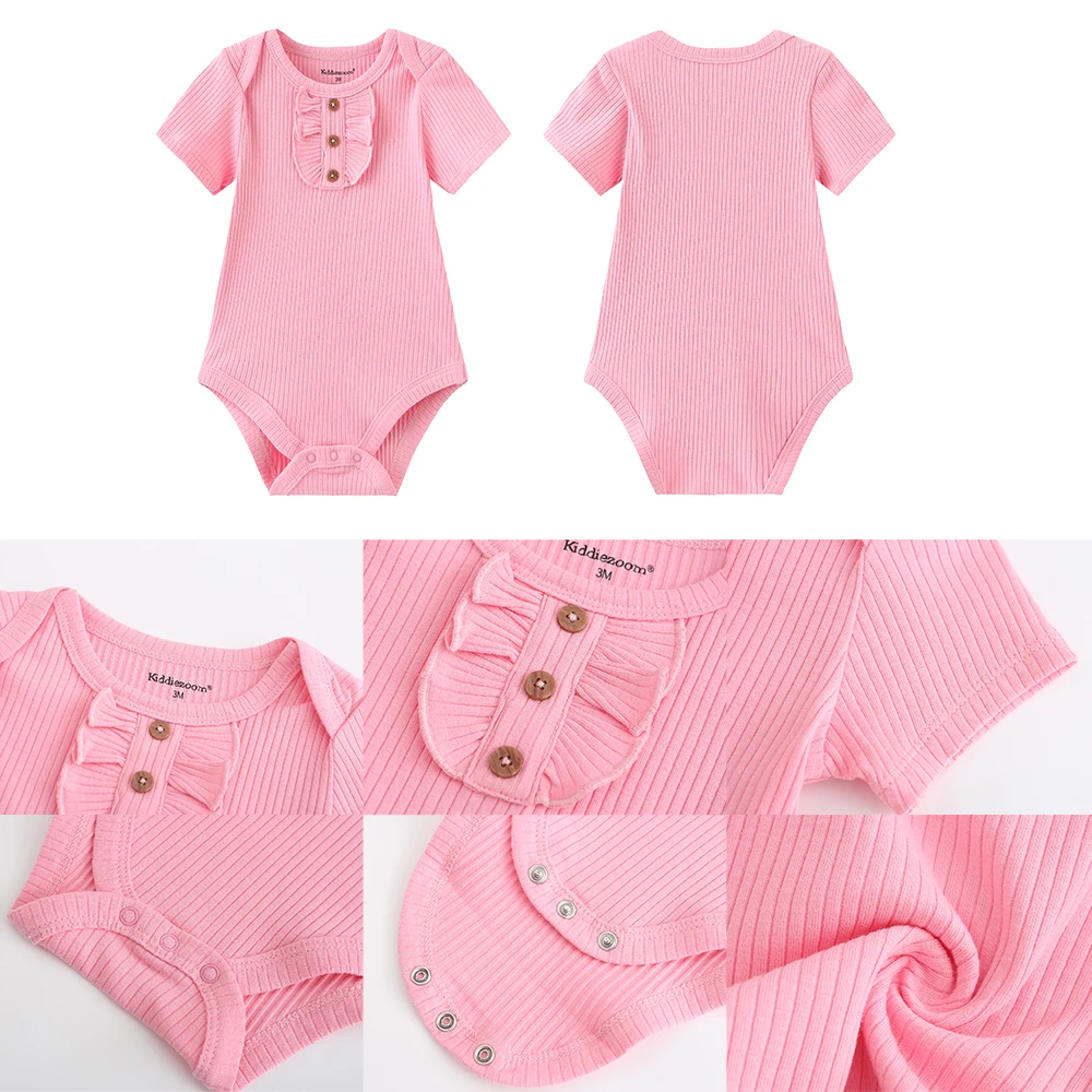 Newborn Baby Ribbed Bodysuit Cotton Baby Boy Girl Clothes 0-12 Months 2