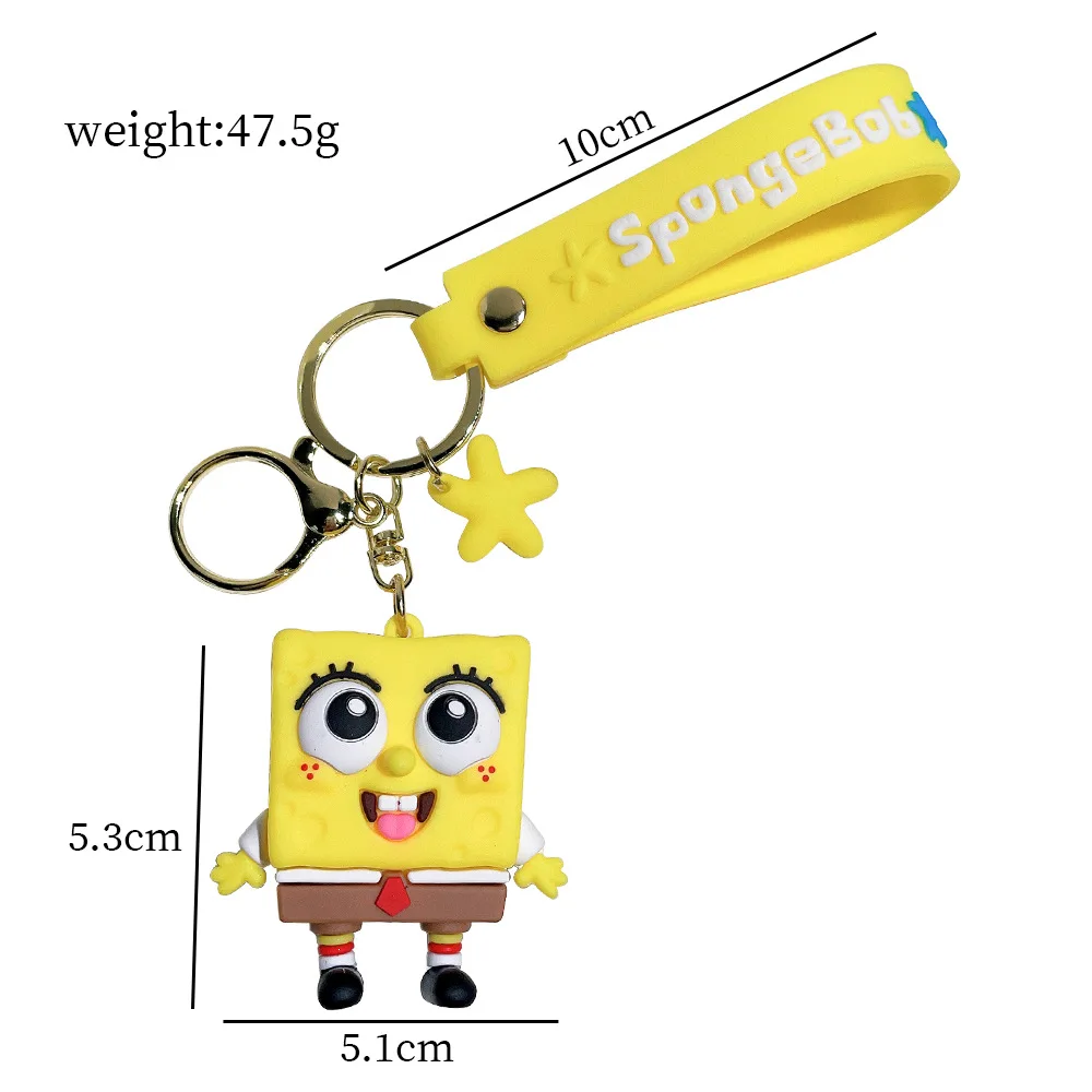 SpongeBobs Cute Keychain Kids Bags Kawaii Pendant Car Key Ring Fashion Decoration Accessories Children Classic Toy Birthday Gift