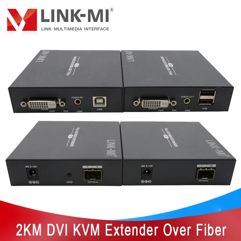 Адаптер оптоволоконный с поддержкой DVI USB KVM, 2 км, x P @ 60 Гц с внешним стереозвуком DVI