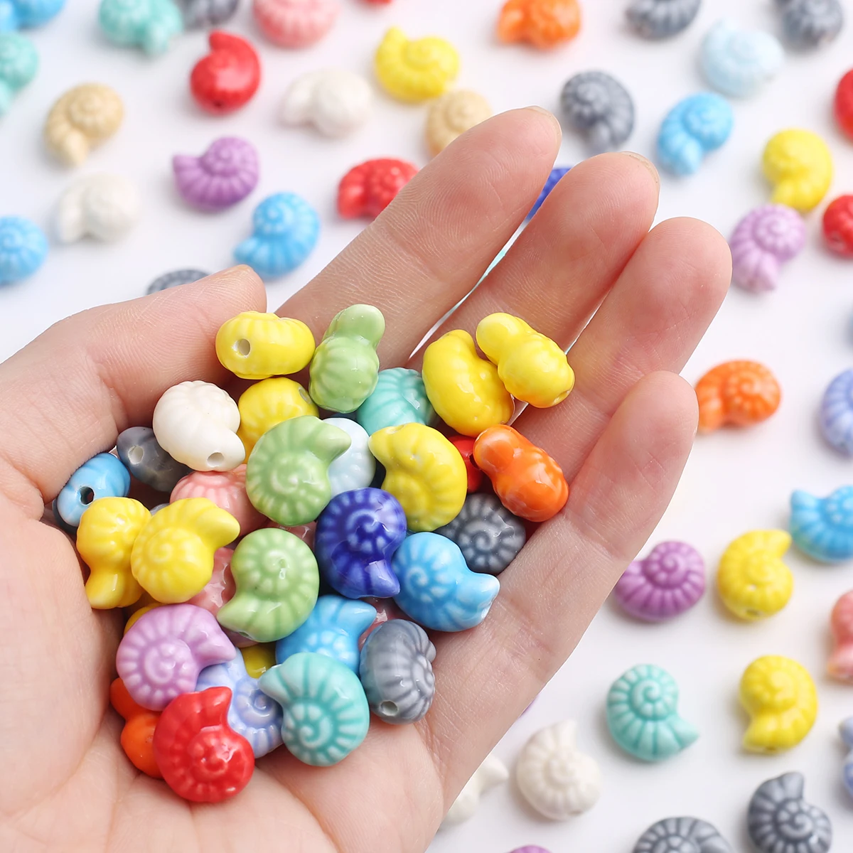 14pcs 혼합 달팽이 세라믹 비즈 도자기 루즈 비즈 쥬얼리 만들기 DIY 수제 귀걸이 목걸이 팔찌 액세서리
