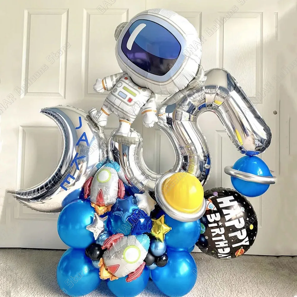 

26/36pcs Outer Space Theme Party Astronaut Rocket 30inch Number Balloons Boy Birthday Party Decorations Kids Baby Shower Globos