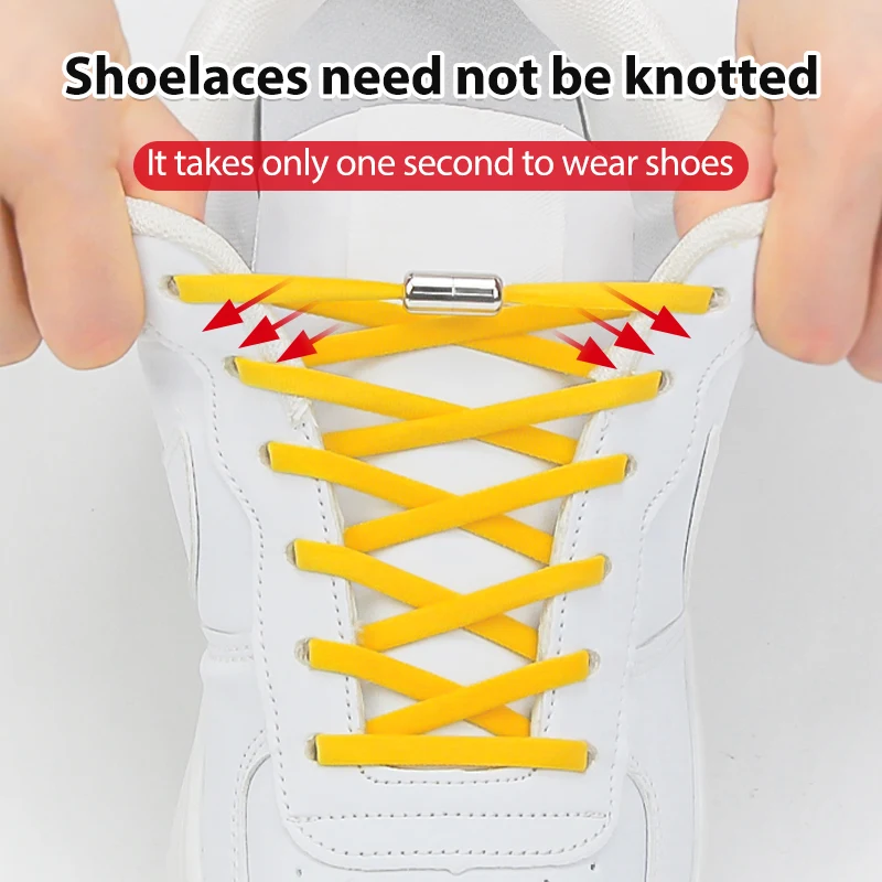 Shoe Laces Elastic Shoelaces 1 Pair Elastic Shoelaces Sneaker Shoe Laces For Men Women Metal Lock No Tie Lazy Shoestrings Shoe Accessories