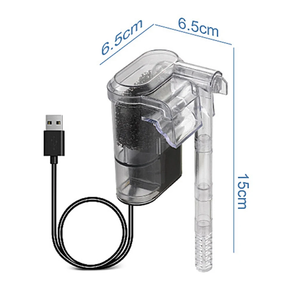 Fish Tank Suspended Filter Water Purifier Adjustable Water Flow Aquarium Hang On Filter USB Plug In Fish Tank Accessories