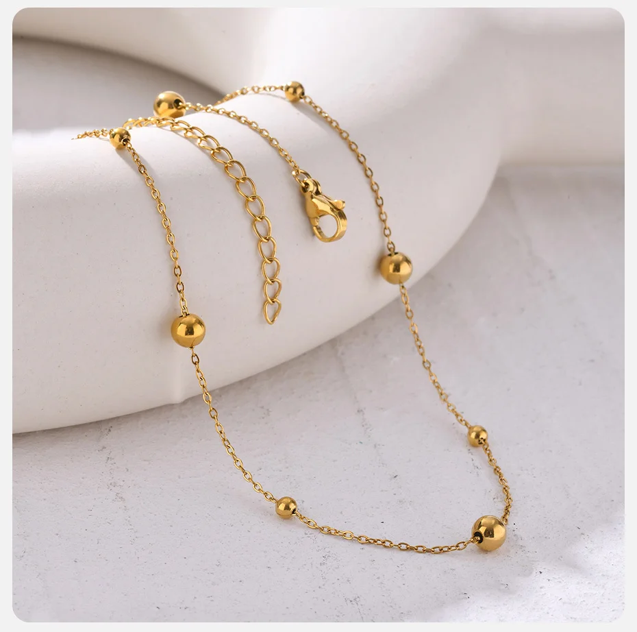 Vnox zierliche Perlenketten-Halsketten für Frauen und Mädchen, vergoldetes Kabel-O-Links-Choker-Kragen – Detail 7